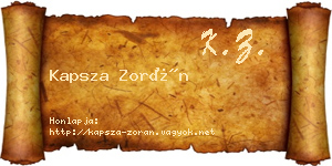 Kapsza Zorán névjegykártya
